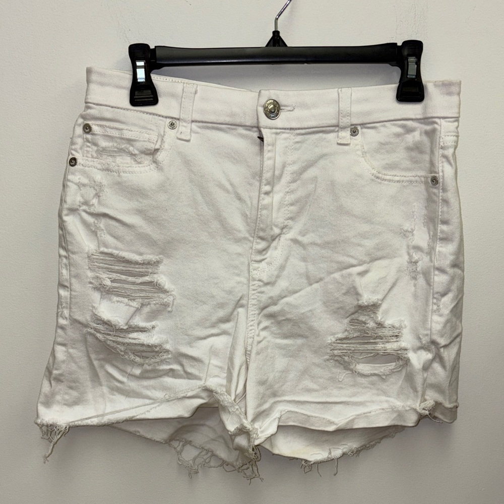 White Distressed Women's Denim Shorts